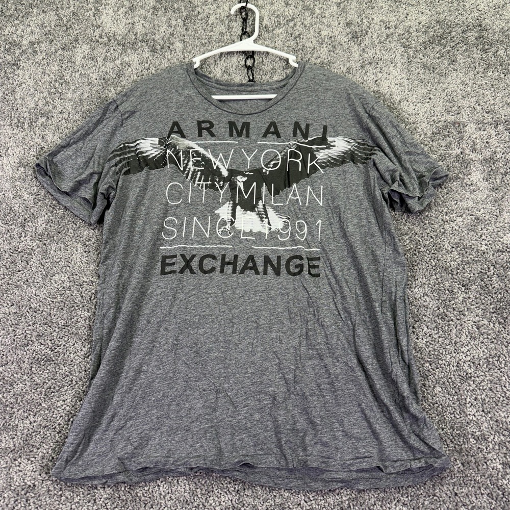 Armani Exchange Shirt Mens XL Gray Eagle City Logo Graphic Tee Casual